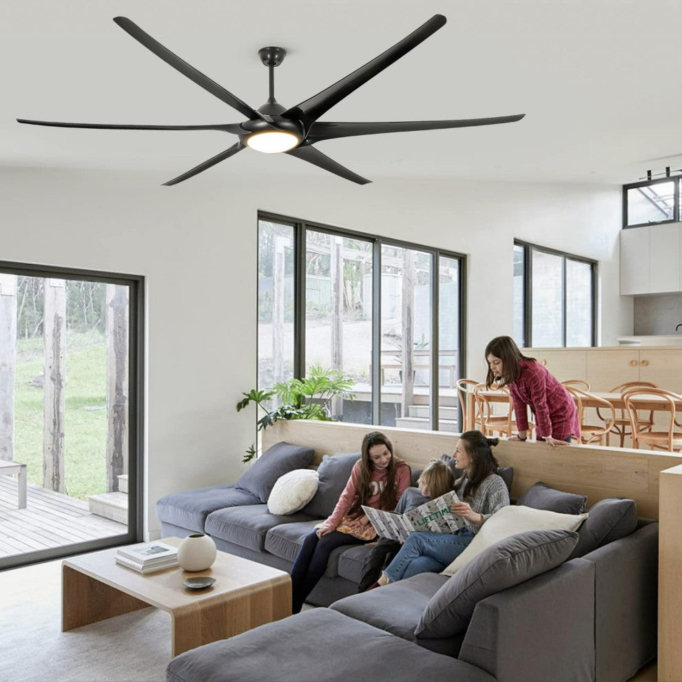 100" ABS Ceiling Fans With Lights And Remote, Black