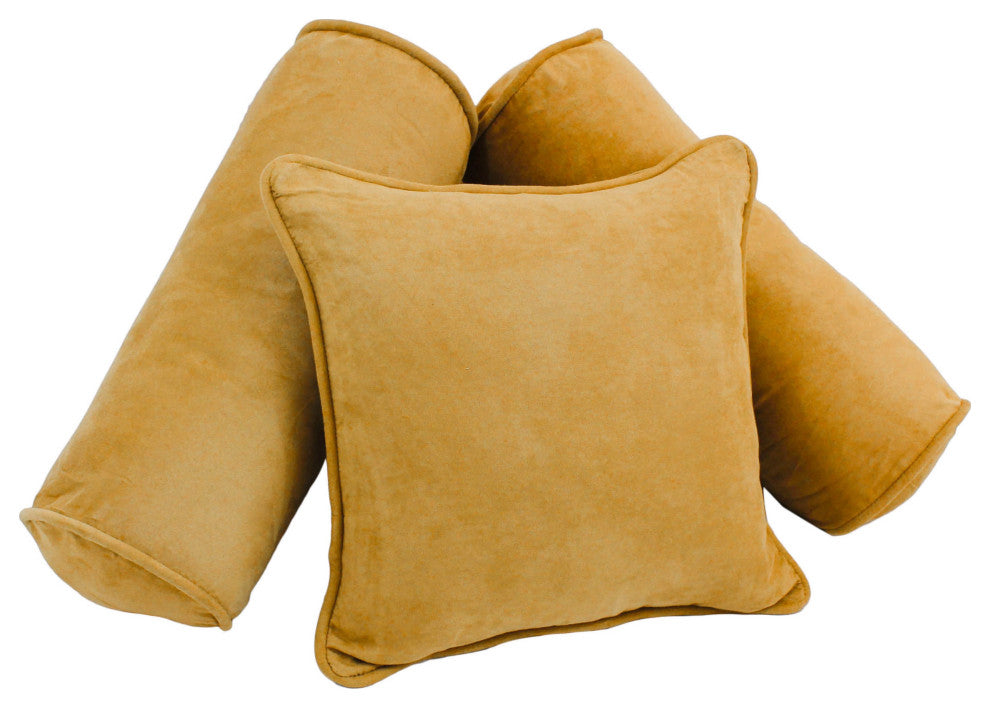 Double-Corded Solid Microsuede Throw Pillows With Inserts, Set of 3, Lemon