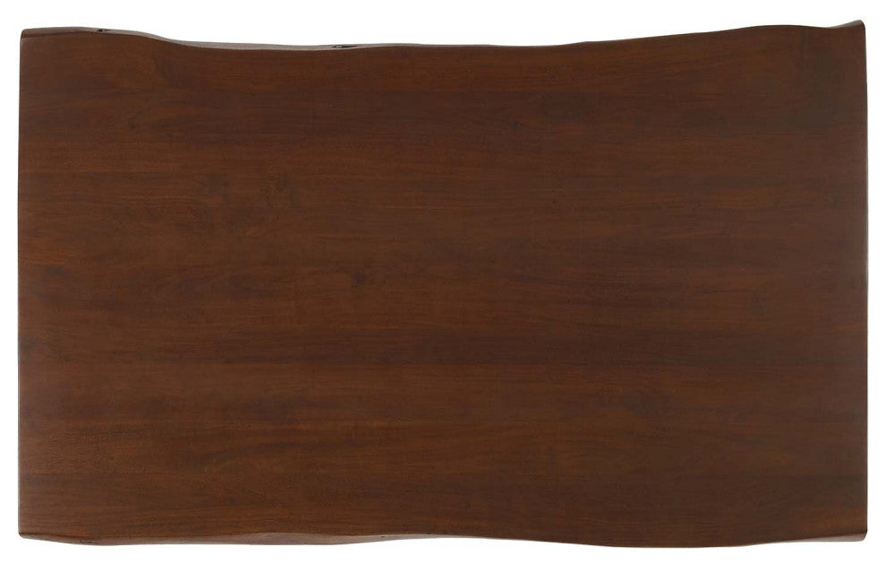 Henley 60" Live Edge Acacia Wood Dining Table, Gold Walnut