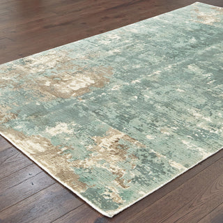 Florian Hand-loomed Viscose Abstract Blue/Gray Area Rug, 6' x 9'