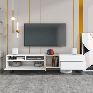 Gewnee TV Stand for 80'' TV with Double Storage Space, White