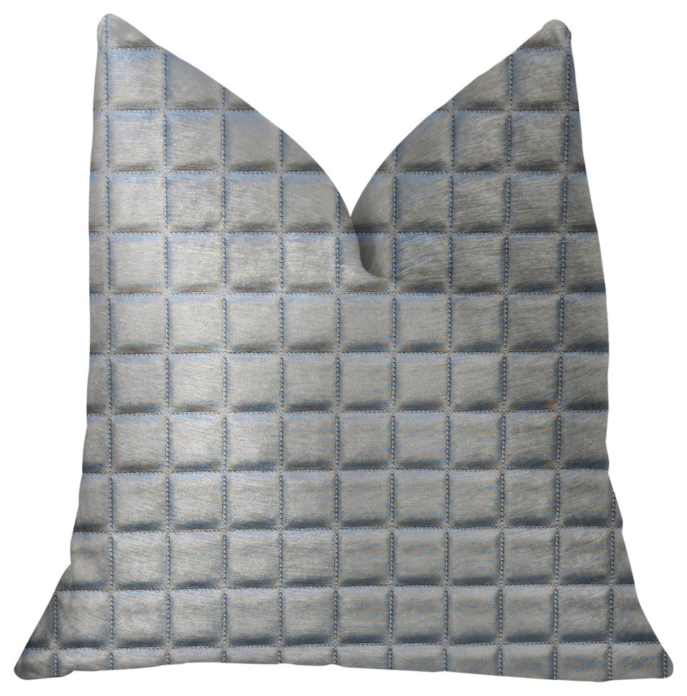 Silverton Silver Artificial Leather Luxury Throw Pillow, 20"x36" King
