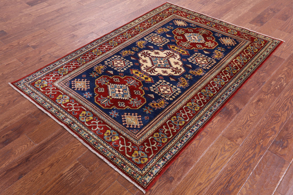 Geometric Super Kazak Handmade Rug 4' 2" X 6' 1" Q10921
