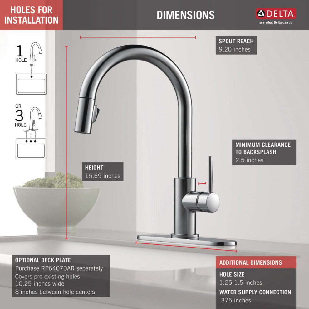 Delta 9159-DST Trinsic Pull-Down Kitchen Faucet - Black Stainless