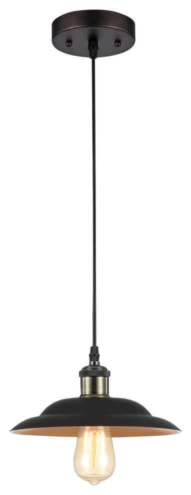 IRONCLAD, Industrial-style 1 Light Rubbed Bronze Ceiling Mini Pendant, 10" Shade