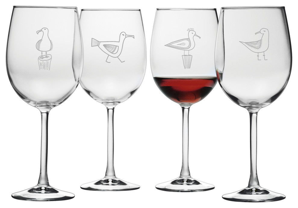 Flock of Seagulls 4-Piece Wine Glass Set