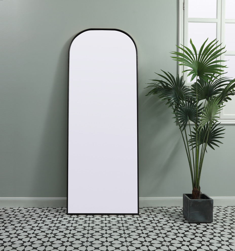 Metal Frame Arch Full Length Mirror 28X74 Inch, Black