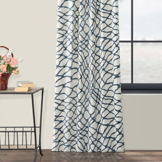 Ellis Printed Cotton Twill Curtain Single Panel, Ellis Blue, 50"x108"