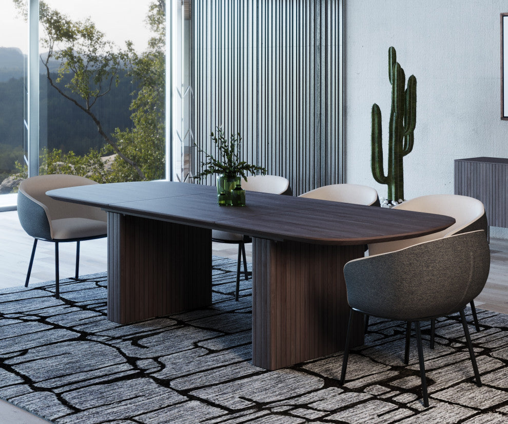 Modrest Calhoun Modern Smoked Oak Extendable Dining Table