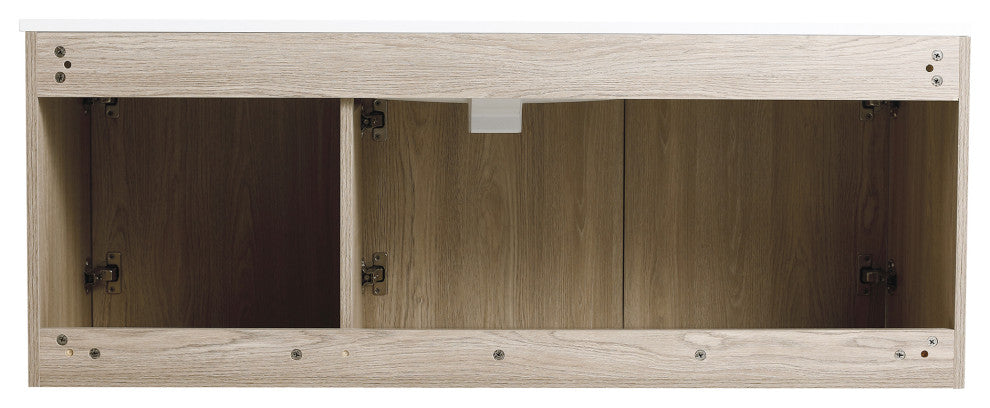 48" Plywood Wall Mounted Bath Vanity Set, Integrated Resin Sink