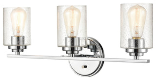 3-Light 22" Bathroom Vanity Light Clear Seedy Glass, Chrome