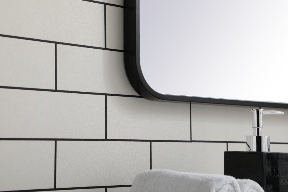 Ellis Soft Corner Metal Rectangular Mirror, Black, 27"x40"
