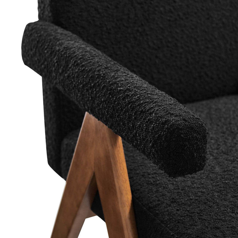 Lyra Boucle Fabric Dining Room Chair, Set of 2, Black