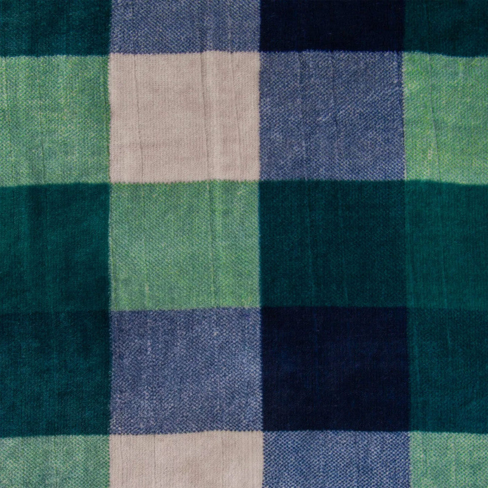Serta Silky Plush Electric Heated Warming Throw Blanket Buffalo Check Green