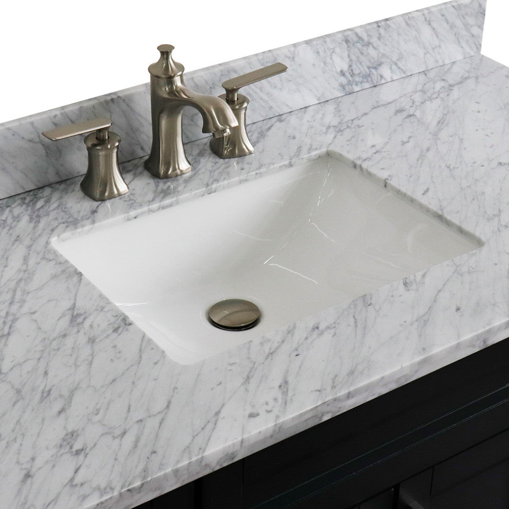 49" Single Sink Vanity, Dark Gray Finish With White Carrara Marble