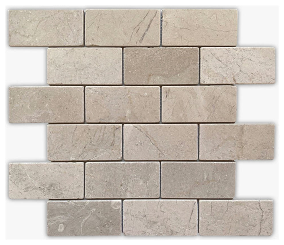 Crema Marfil Polished 2x4 Brick Marble Mosaic