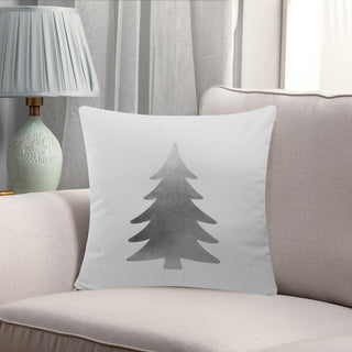 Christmas Icons Throw Pillow Set of 2, Print Silver Tree