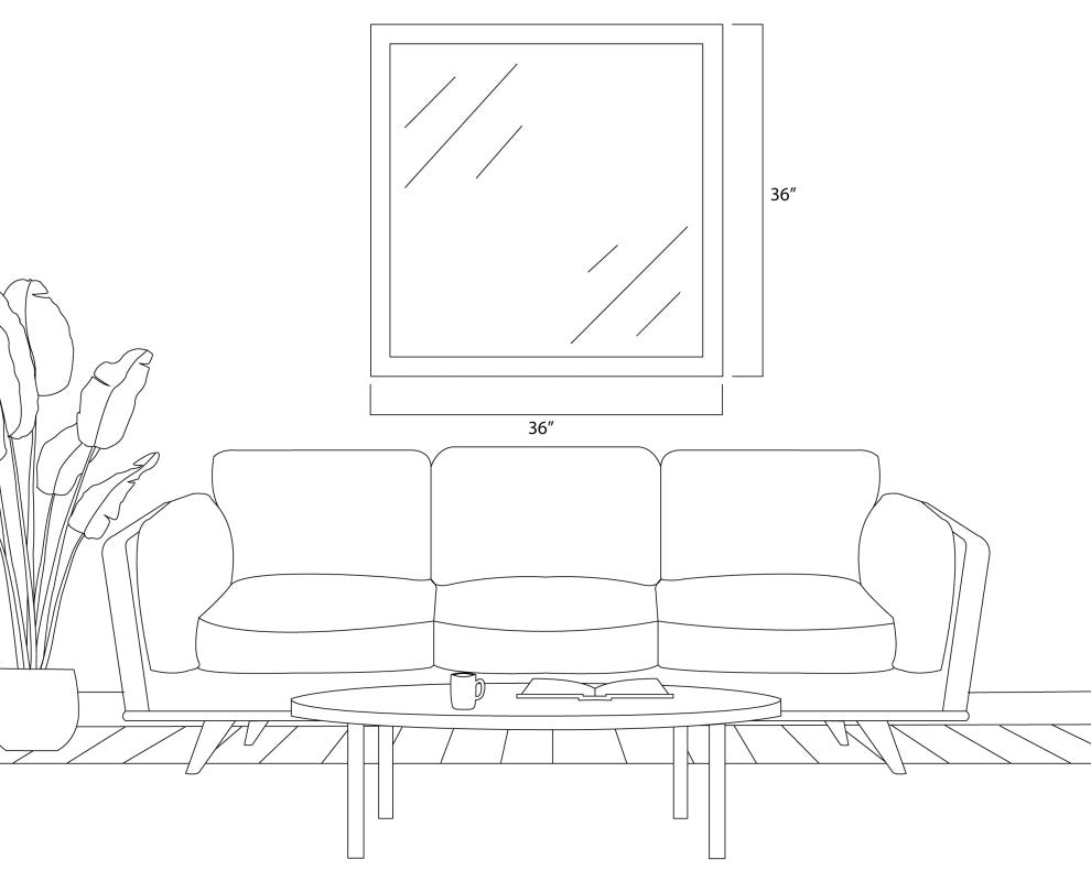 Morgan Framed Wall Mirror, Black, 36"x36"