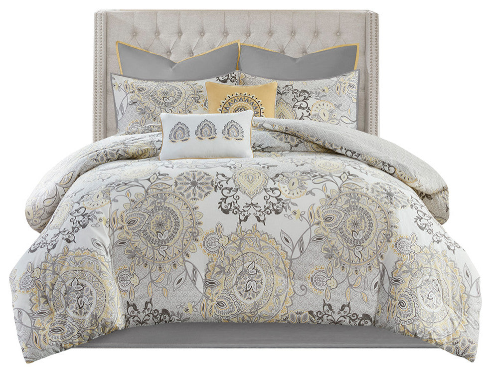 Madison Park Isla 8 Piece Cotton Floral Printed Reversible Comforter Set