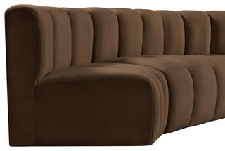 Arc Velvet Upholstered 8-Pc. Inward Curved Modular Sectional, Brown