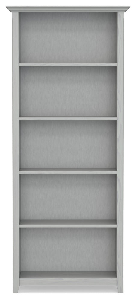 Amherst SOLID WOOD 5 Shelf Bookcase, Fog Grey