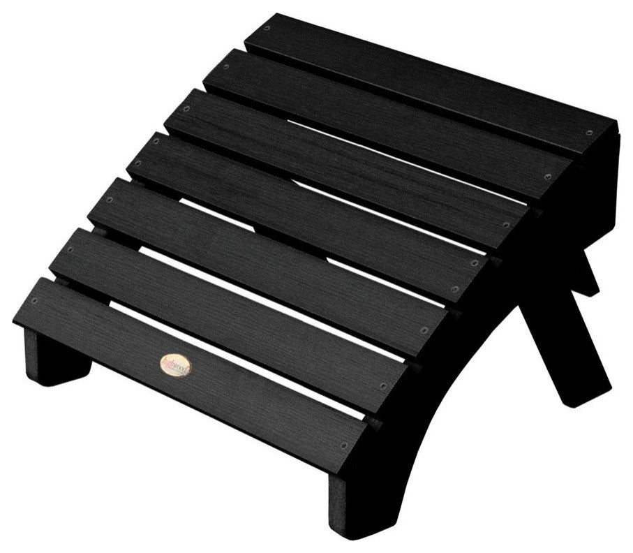 Westport Adirondack Chair and Folding Ottoman Set, Black