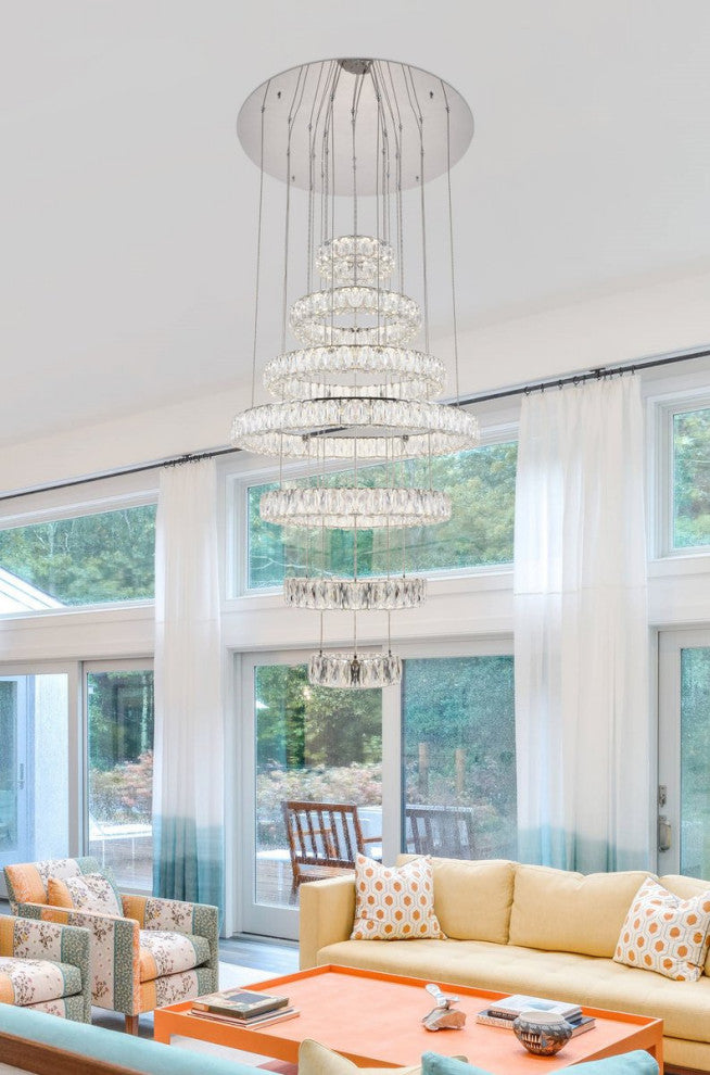 Contemporary Chrome-Light Chandelier