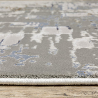 Emery Abstract Grey/Blue Indoor Area Rug, 6'7" x 9'6"