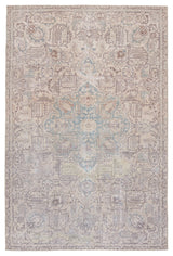 Machine Washable Parisa Medallion Light Blue and Light Tan Area Rug, 6'x9'
