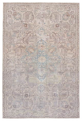 Machine Washable Parisa Medallion Light Blue and Light Tan Area Rug, 6'x9'