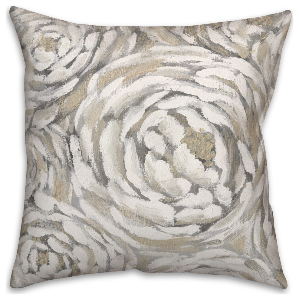 Cream and Gray Floral 18x18 Indoor/Outdoor Pillow