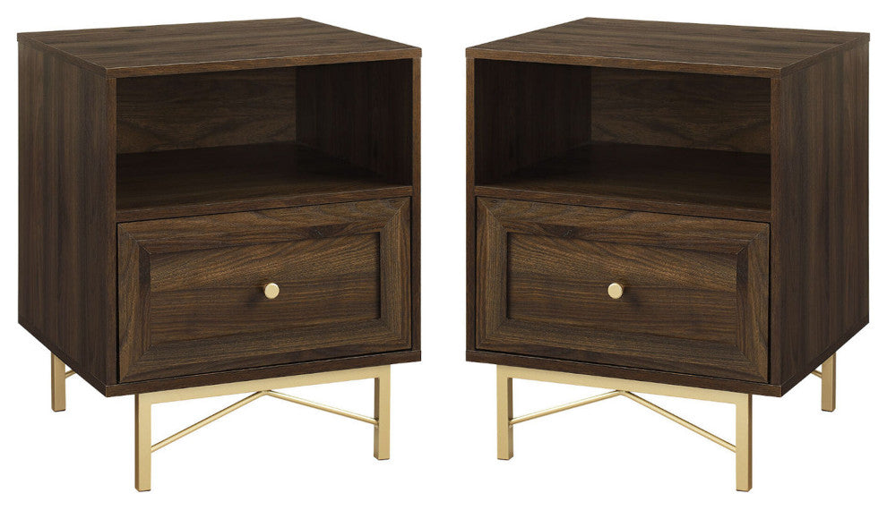 Gwen 1 Drawer Modern Nightstand Set - Dark Walnut