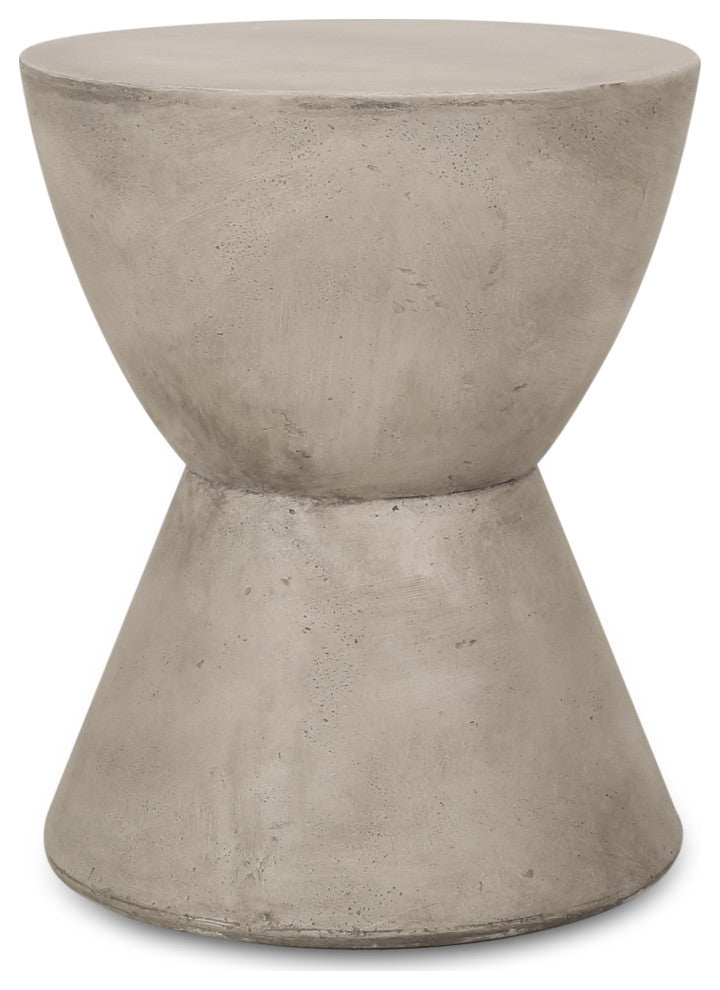 Attola Outdoor Lightweight Concrete Side Table, Light Gray