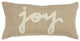 Tan Joy Felt Applique Burlap Lumbar Pillow