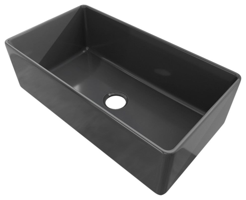 Sinber Farmhouse Apron Single Bowl Kitchen Sink with Fireclay 2 Accessories, Black, 33" X 18"