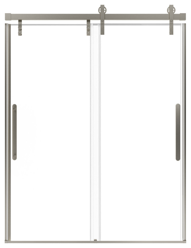 59-in to 60-in x 76-in Frameless Sliding Shower Door, Brushed Nickel