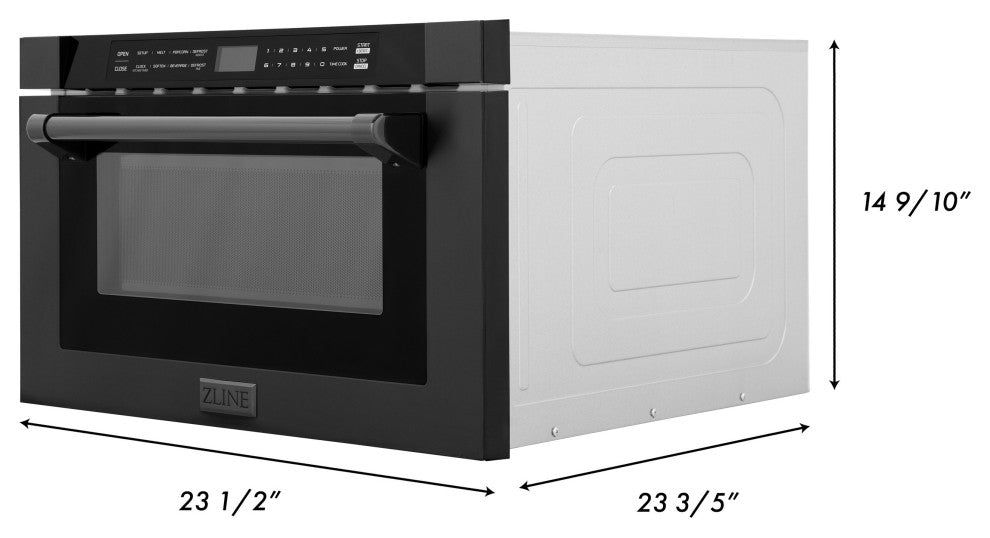24" Built-in Microwave Drawer, Black Stainless Steel