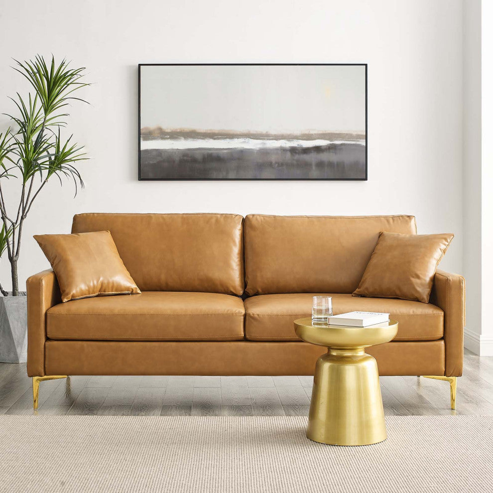 Juliana Vegan Leather Sofa, Tan