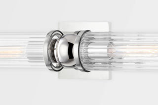 Malone 2-Light Wall Sconce, Polished Nickel Frame, Clear Shade