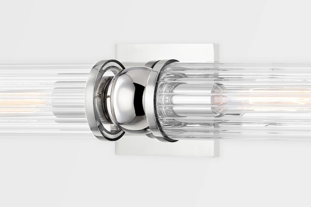 Malone 2-Light Wall Sconce, Polished Nickel Frame, Clear Shade