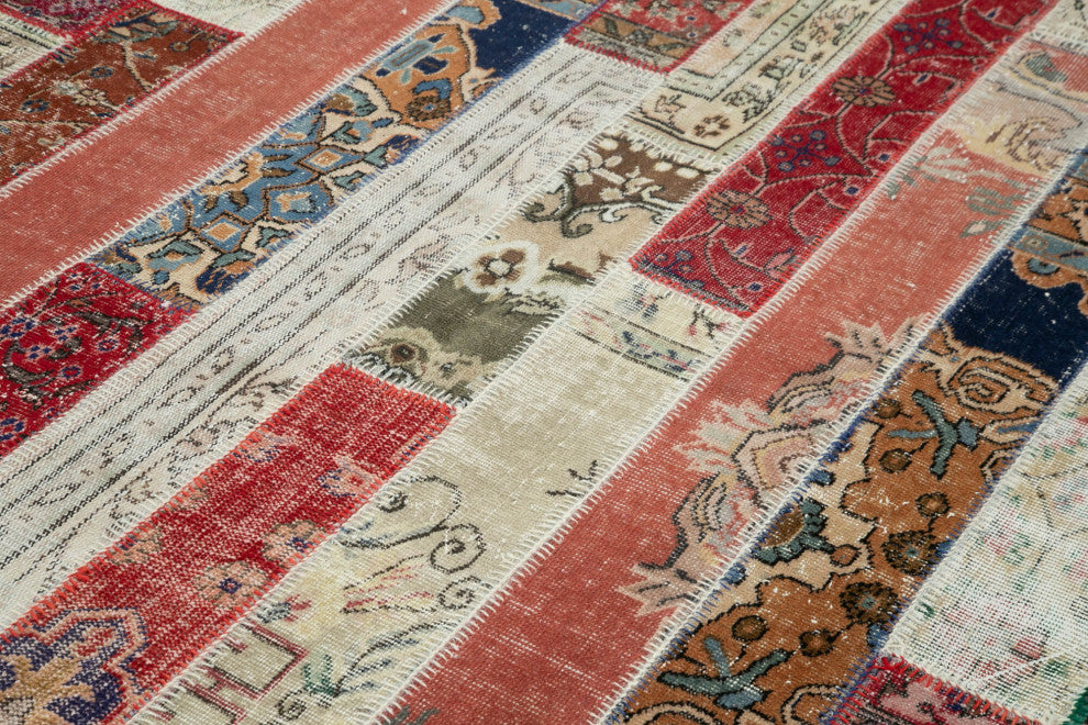 Rug N Carpet - Handwoven Anatolian 6' 7" x 9' 11" Wool Patchwork Area Rug