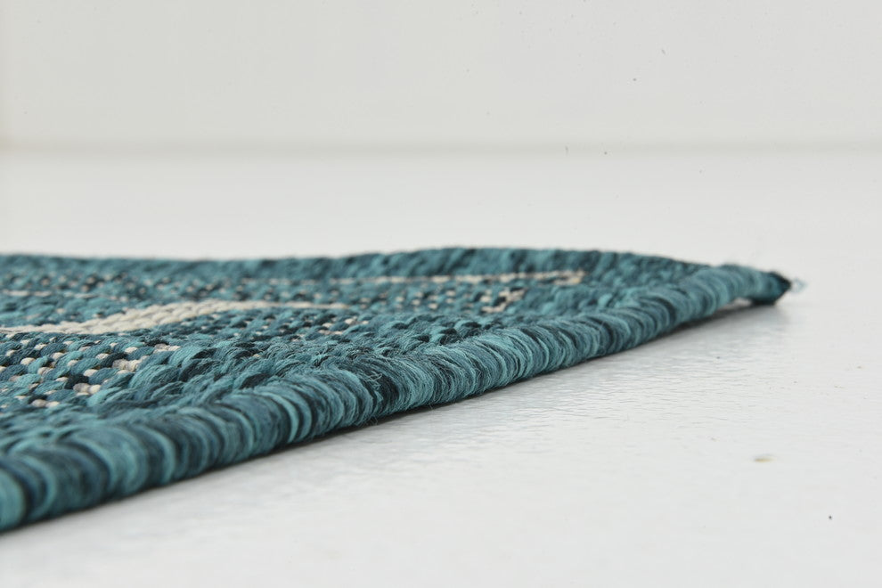 Unique Loom Teal Soft Border Outdoor 2'' 0 x 6'' 0 Runner Rug