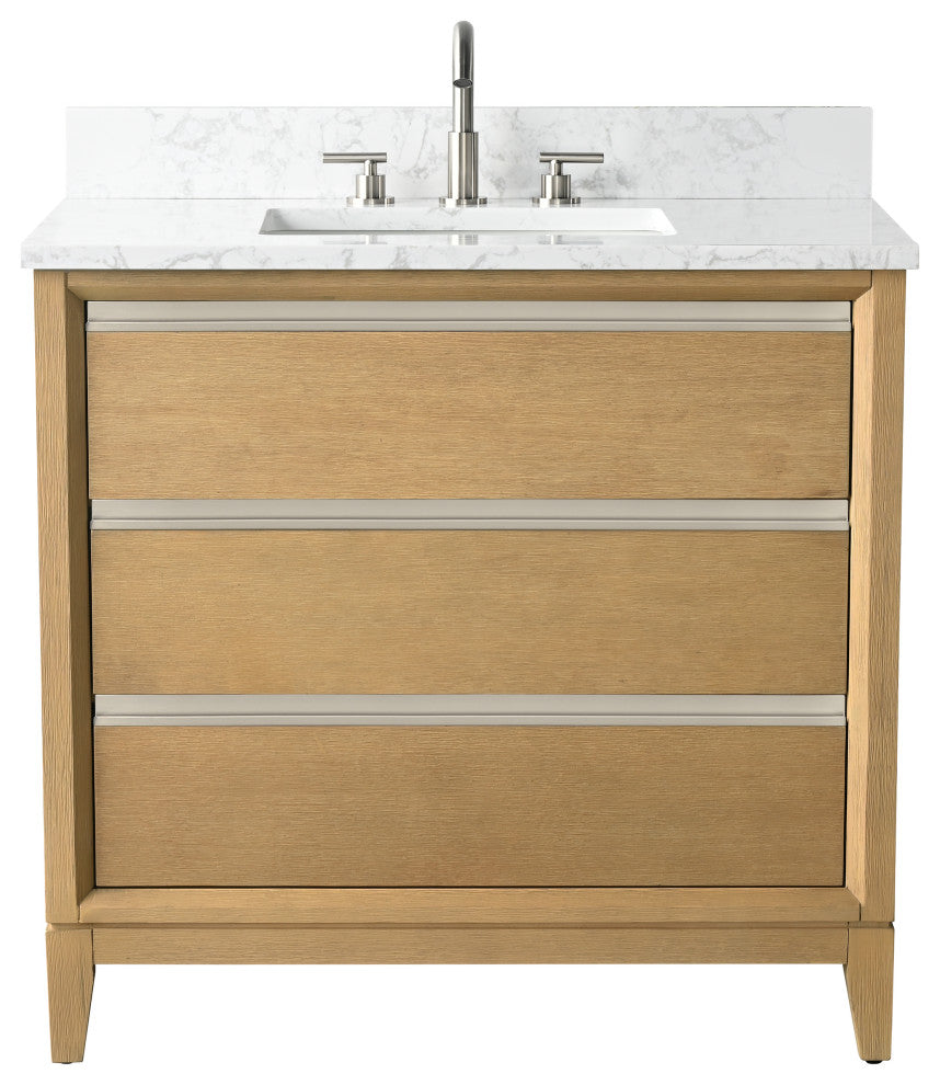 Vanity Art Bathroom Vanity With Sink, Natural Oak, 36" Single