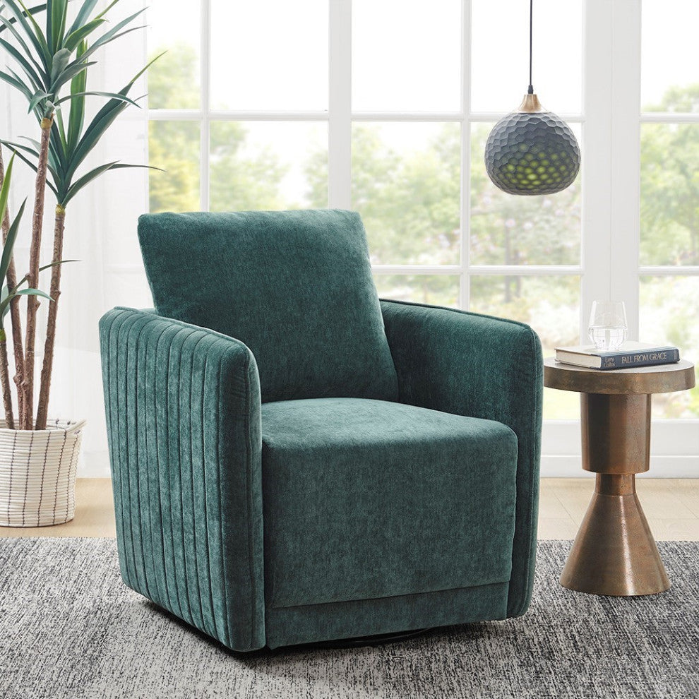 Madison Park Kaley Modern Luxurious Swivel Lounge Accent Chair, Green