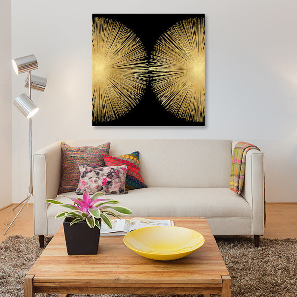 "Sunburst On Black II" by Abby Young, Canvas Print, 18"x18"