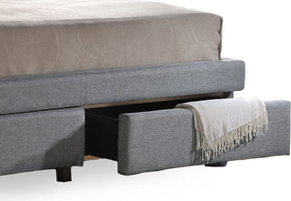 Ainge Button-Tufted Gray Upholstered Storage King Bed With 2-Drawer