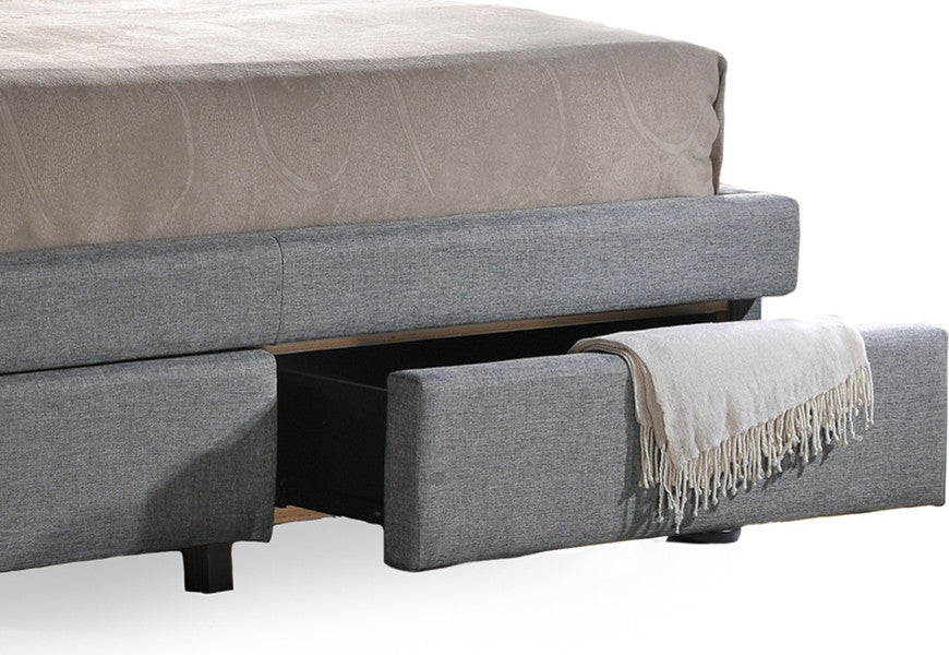 Ainge Button-Tufted Gray Upholstered Storage King Bed With 2-Drawer