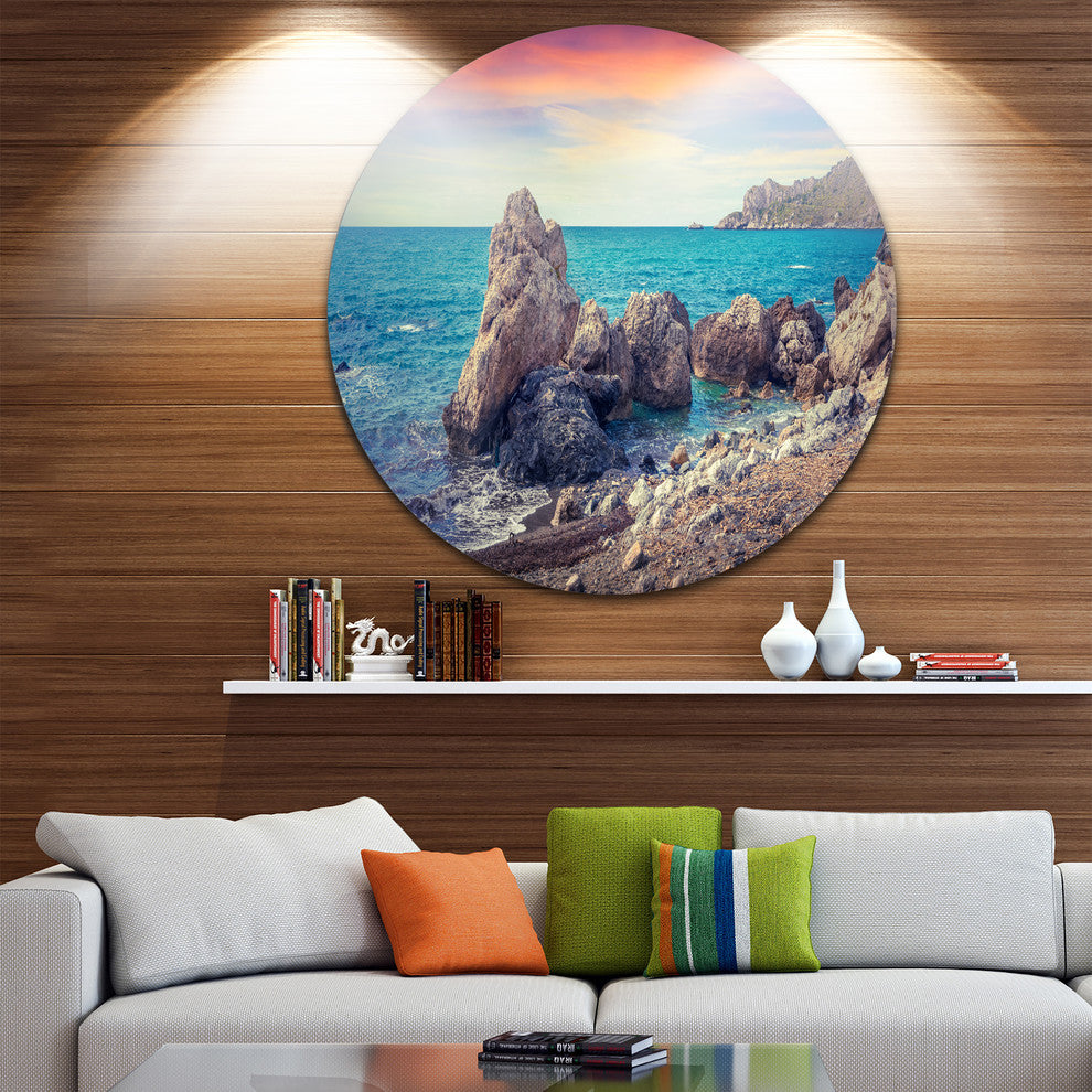 Sunrise In Spring Panorama, Seashore Disc Metal Wall Art, 36"