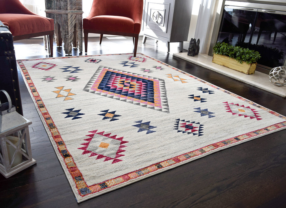 Cyprus Moroccan Tribal Super Soft Area Rug, Sahara Ivory, 2'' X 4''