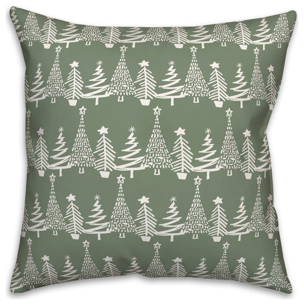 Sage Christmas Tree Pattern 18x18 Indoor/Outdoor Pillow